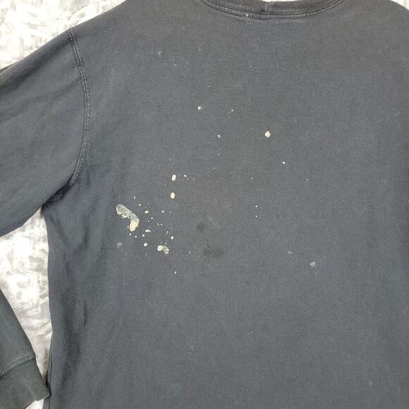 Carhartt T-Shirt Men's Medium Black Long Sleeve Flag Relaxed Fit Made in USA - Picture 10 of 13